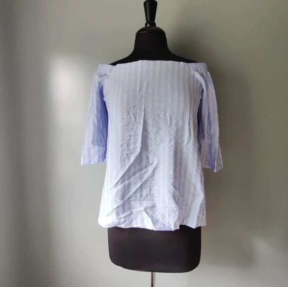 Ann Taylor Striped Off the Shoulder Top - Picture 2 of 6